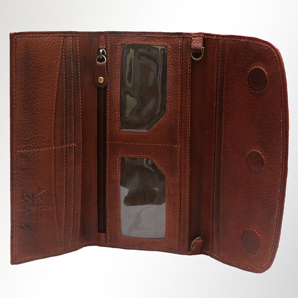 ADBGM112 Hand-Painted Leather Crossbody Clutch - Western Design