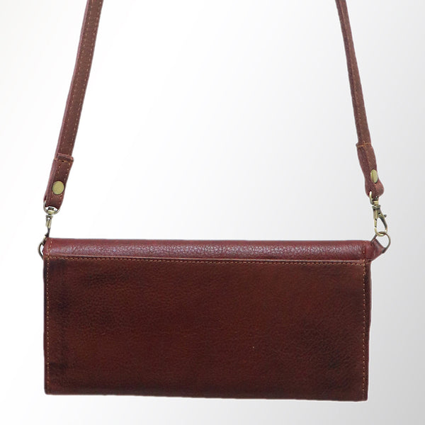 ADBGM112 Hand-Painted Leather Crossbody Clutch - Western Design