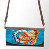 ADBGM112 Hand-Painted Leather Crossbody Clutch - Western Design