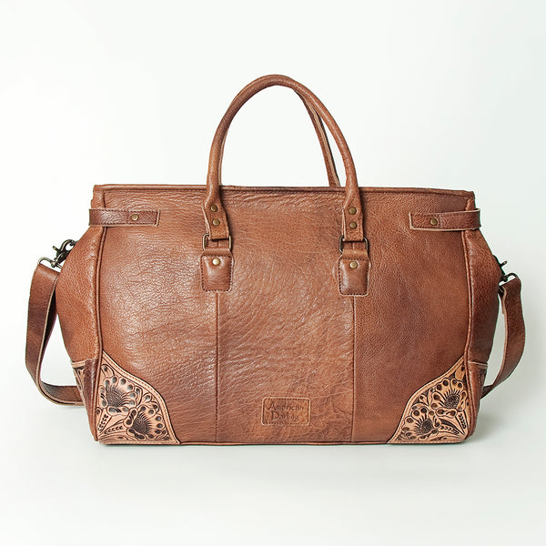 ADBG516 American Darling Tooled Leather & Saddle Blanket Duffel Bag Mae Western Travel Weekender