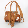 ADBGD131 American Darling Handcrafted Hair-On Cowhide Speedy Bag with Turquoise Stone & Fringes