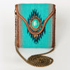 ADBG825D American Darling Southwestern Saddle Blanket Mini Crossbody with Turquoise Concho