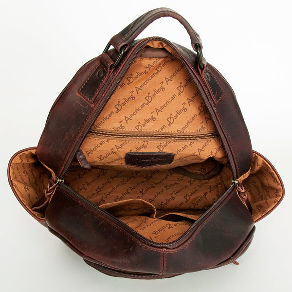 LC-ADBGZ631A Handwoven Wool & Genuine Leather Western Backpack - Tribal Turquoise Design