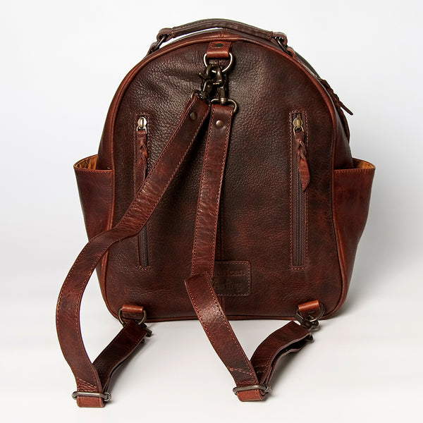 LC-ADBGZ631B Handwoven Wool & Leather Western Backpack - Red with Lightning Pattern