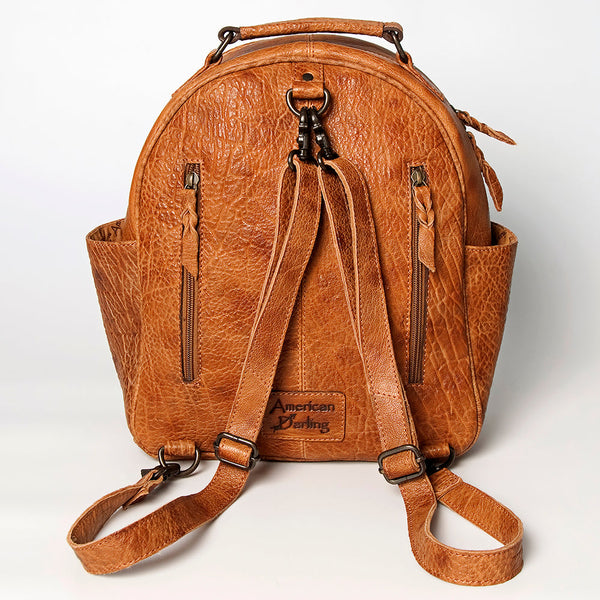 LC-ADBGZ632A Handwoven Wool & Tan Leather Western Backpack - Multicolor Tribal Design