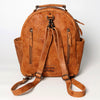 LC-ADBGZ632B Tan Leather Western Backpack with Handwoven Striped Wool Front