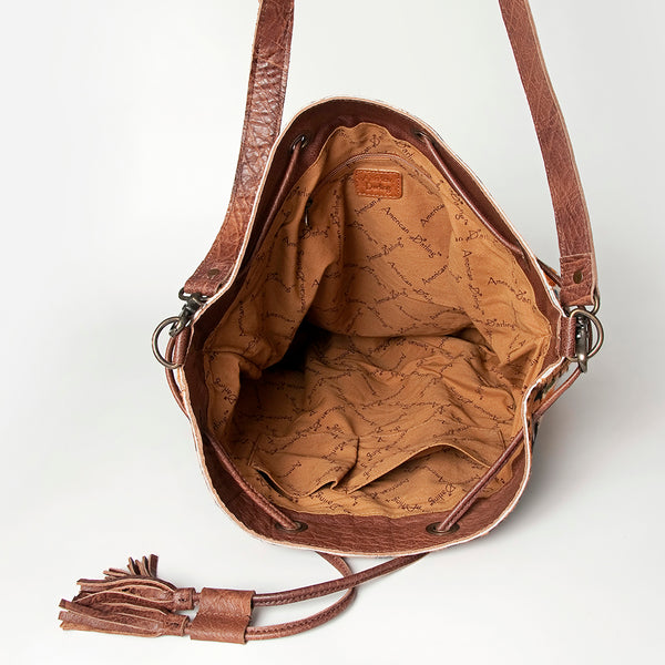 ADBG574 American Darling Southwestern Wool Bucket Bag Drawstring Tote with Leather Strap