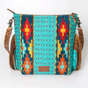 ADBG510 American Darling Tooled Leather & Saddle Blanket Crossbody Bag Western Fringe Purse