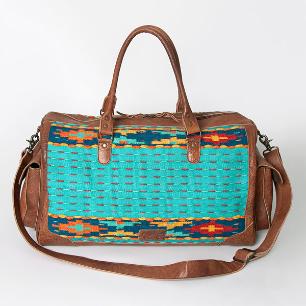 ADBG605 American Darling Hand Woven Saddle Blanket Western Leather Duffel Bag