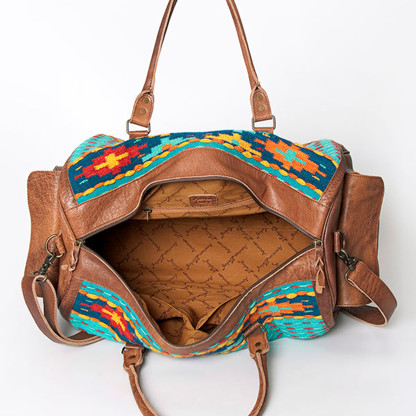ADBG605 American Darling Hand Woven Saddle Blanket Western Leather Duffel Bag