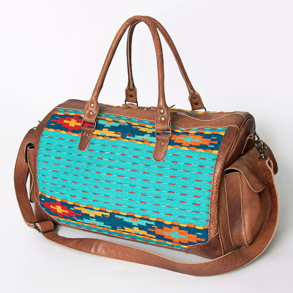 ADBG605 American Darling Hand Woven Saddle Blanket Western Leather Duffel Bag