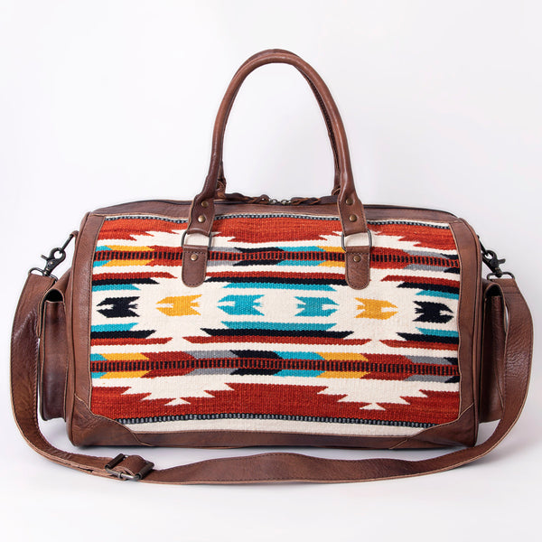 ADBG605 American Darling Hand Woven Saddle Blanket Western Leather Duffel Bag