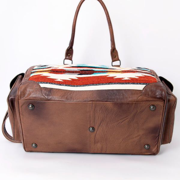 ADBG605 American Darling Hand Woven Saddle Blanket Western Leather Duffel Bag