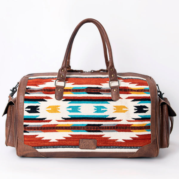 ADBG605 American Darling Hand Woven Saddle Blanket Western Leather Duffel Bag