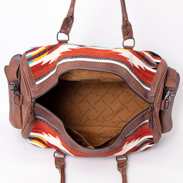 ADBG605 American Darling Hand Woven Saddle Blanket Western Leather Duffel Bag