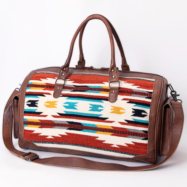 ADBG605 American Darling Hand Woven Saddle Blanket Western Leather Duffel Bag