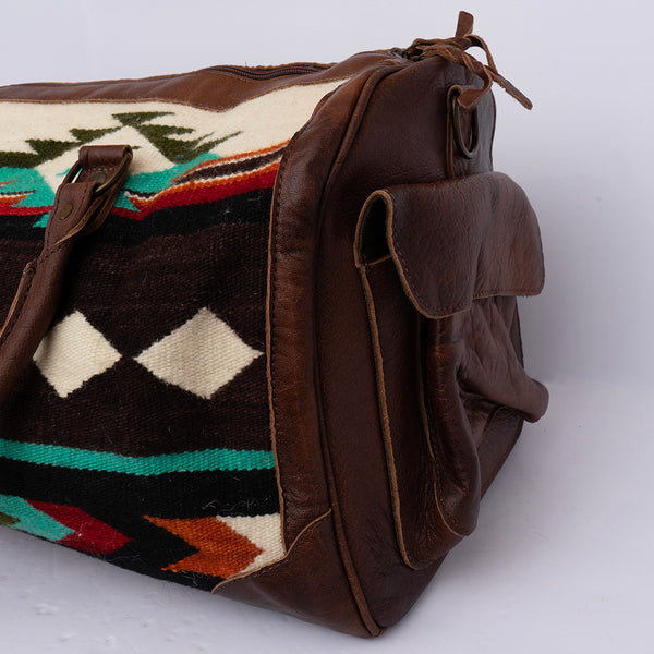 ADBG605 American Darling Hand Woven Saddle Blanket Western Leather Duffel Bag