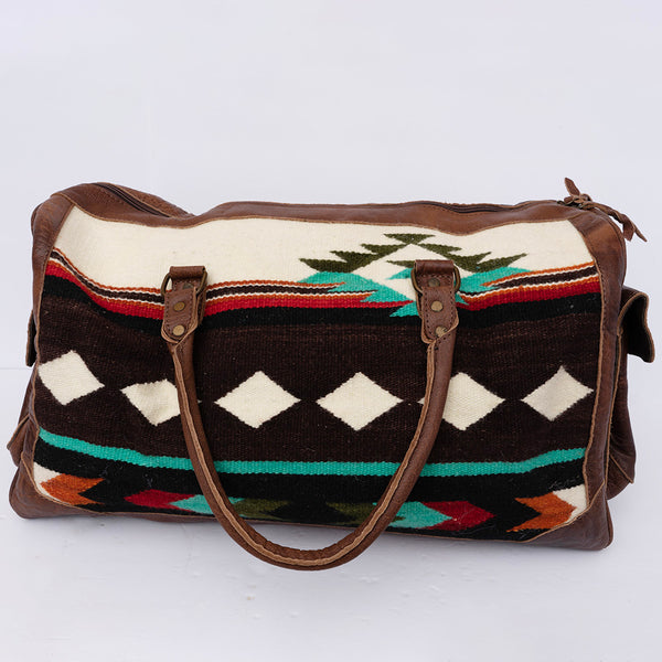 ADBG605 American Darling Hand Woven Saddle Blanket Western Leather Duffel Bag