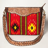 ADBGA257 American Darling Hand Tooled Genuine Leather Messenger Bag Saddle Blanket