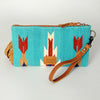 ADBG344 American Darling Aztec Saddle Blanket Tooled Leather Fringe Wristlet Clutch