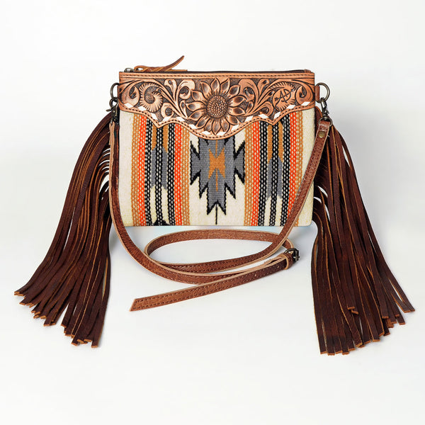 ADBG236 American Darling Western Cross body Bag with Hand Woven Saddle Blanket & Fringes