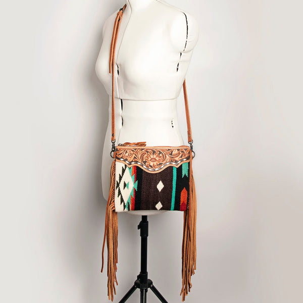 ADBG236 American Darling Western Cross body Bag with Hand Woven Saddle Blanket & Fringes