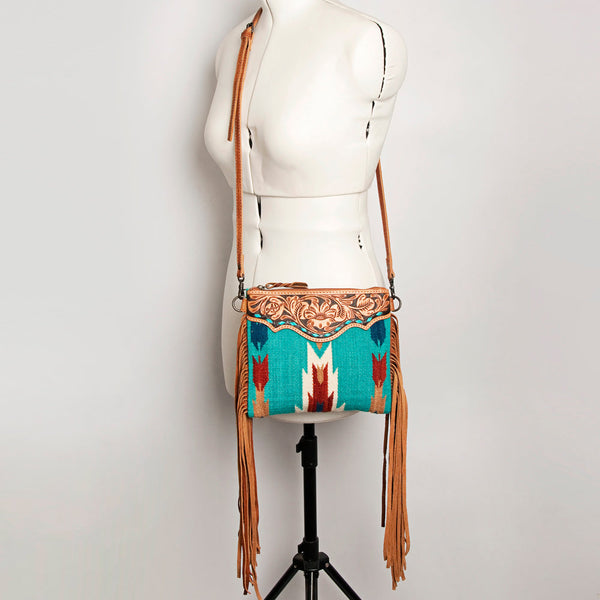 ADBG236 American Darling Western Cross body Bag with Hand Woven Saddle Blanket & Fringes