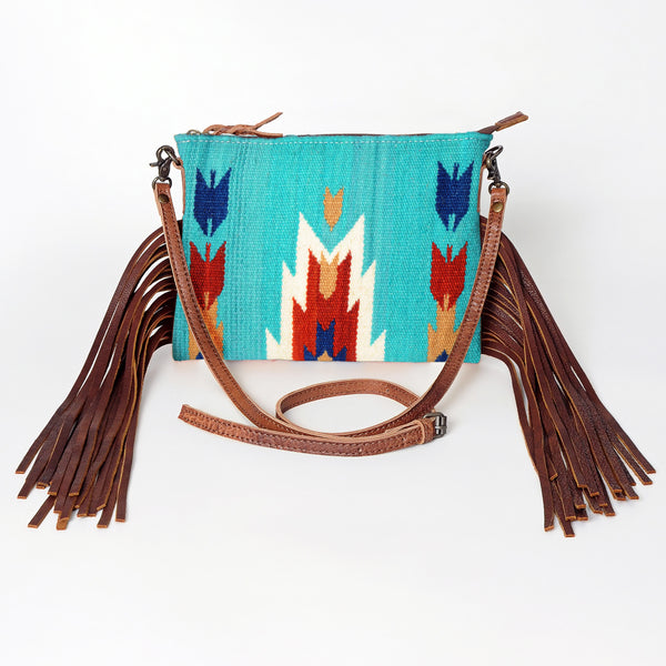 ADBG236 American Darling Cross body Bag with Woven Saddle Blanket & Fringes