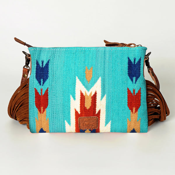 ADBG236 American Darling Cross body Bag with Woven Saddle Blanket & Fringes