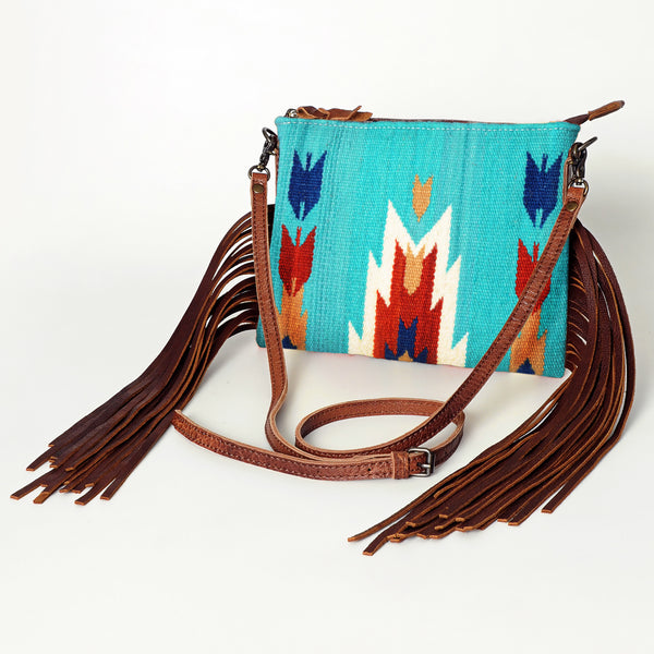 ADBG236 American Darling Cross body Bag with Woven Saddle Blanket & Fringes