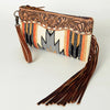 ADBG344 American Darling Hand Tooled Saddle Blanket Wristlet Bag