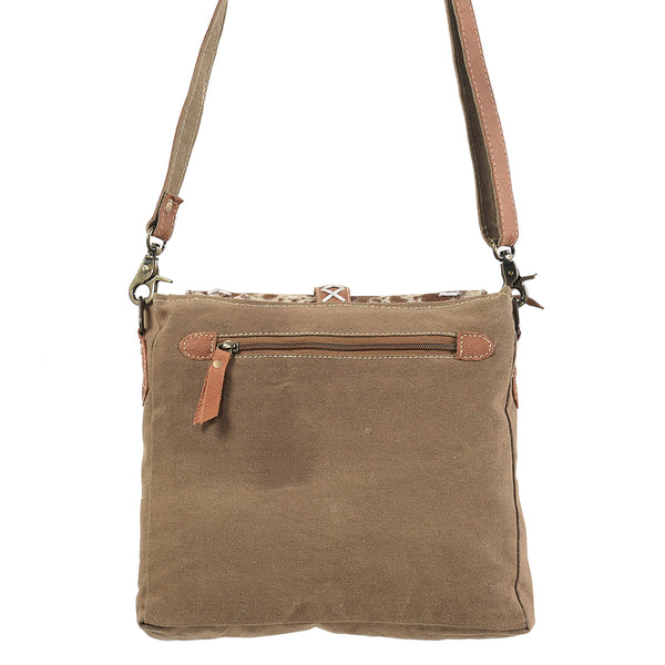 LC-KB120 Crossbody Real Cowhide Leather and Upcycled Canvas Ladies Bag 10 x 11 KB120