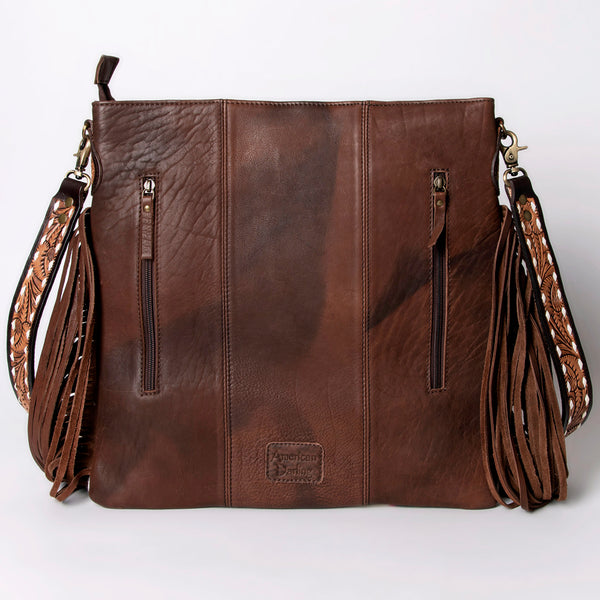 ADBGA262 American Darling Large Saddle Blanket Crossbody Bag - Tooled Leather Fringe