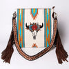 ADBGA263 American Darling Southwestern Woven Fringed Tooled Leather Crossbody Bag