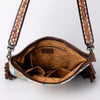 ADBGA263 American Darling Southwestern Woven Fringed Tooled Leather Crossbody Bag