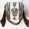 ADBGA263 American Darling Southwestern Woven Fringed Tooled Leather Crossbody Bag