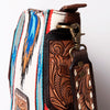 ADBGA270 American Darling Carved Leather and Woven Saddle Blanket Fringed Crossbody