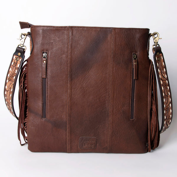 ADBGA270 American Darling Carved Leather and Woven Saddle Blanket Fringed Crossbody