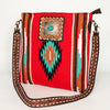ADBGA271 American Darling Hand Tooled Leather Woven Southwestern Crossbody Purse