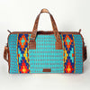 ADBG870 American Darling Hand Tooled Leather & Woven Saddle Blanket Western Duffel Bag