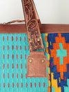 ADBG870 American Darling Hand Tooled Leather & Woven Saddle Blanket Western Duffel Bag