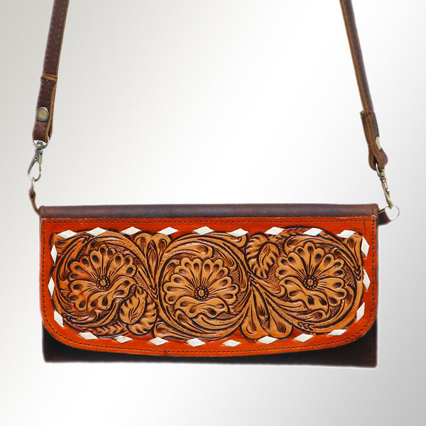 ADBGM102 Western Floral Tooled Leather Crossbody - by American Darling