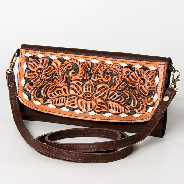 ADBGM102 Western Floral Tooled Leather Crossbody - by American Darling