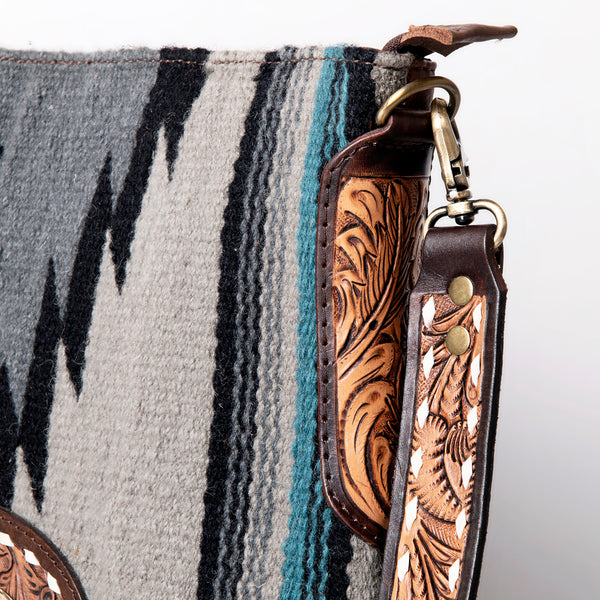 ADBGA283 American Darling Tooled Leather Saddle Blanket Stone Medallion Crossbody