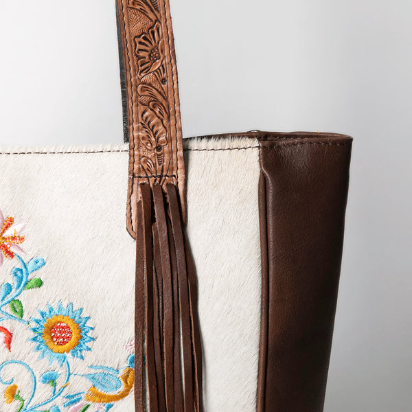 ADBGA284C American Darling Tote Bag Hair-On Cowhide Genuine Leather Hand Tooled Embroidery