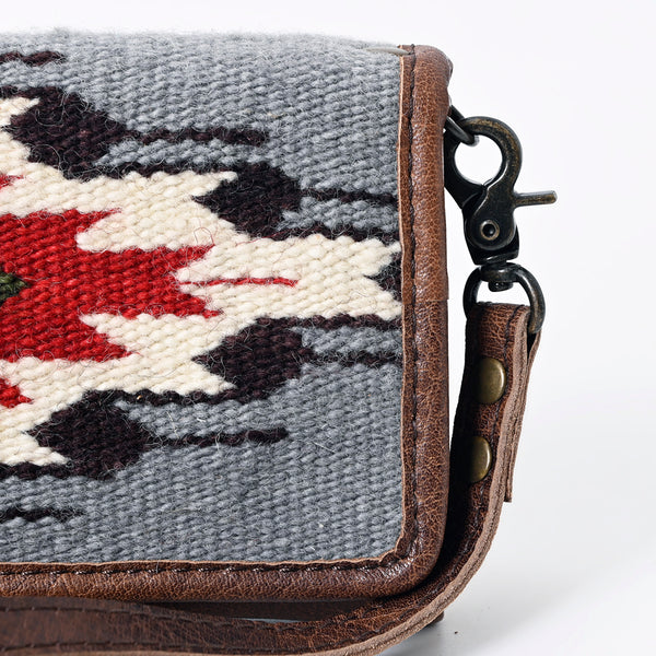 ADBG877 American Darling Hand Woven Saddle Blanket Western Leather Crossbody with YKK Zipper