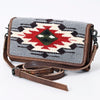 ADBG877 American Darling Hand Woven Saddle Blanket Western Leather Crossbody with YKK Zipper