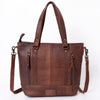 ADBG879 American Darling Western Leather Tote Bag with Turquoise Concho and Hand Woven Saddle Blanket