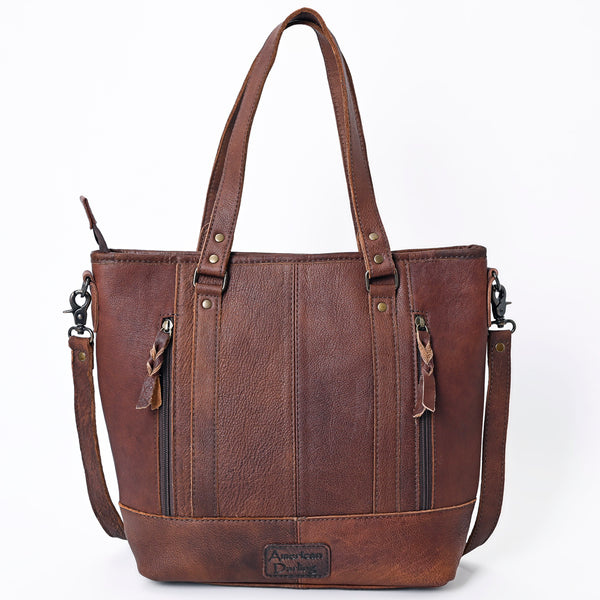 ADBG879 American Darling Western Leather Tote Bag with Turquoise Concho and Hand Woven Saddle Blanket