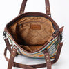 ADBG879 American Darling Western Leather Tote Bag with Turquoise Concho and Hand Woven Saddle Blanket